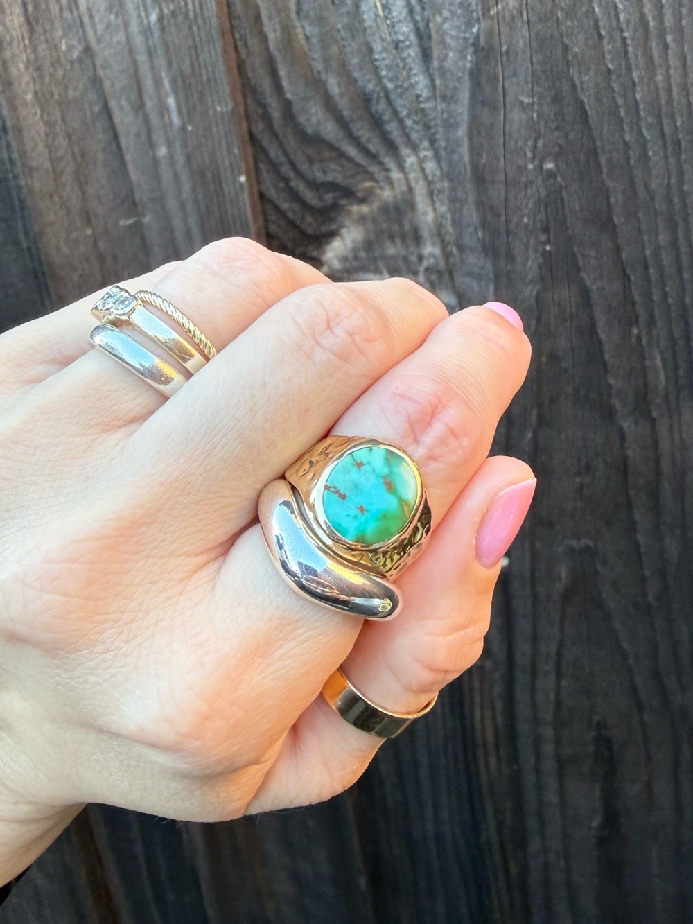 14k Gold Turquoise Signet Ring - Picture 8 of 10